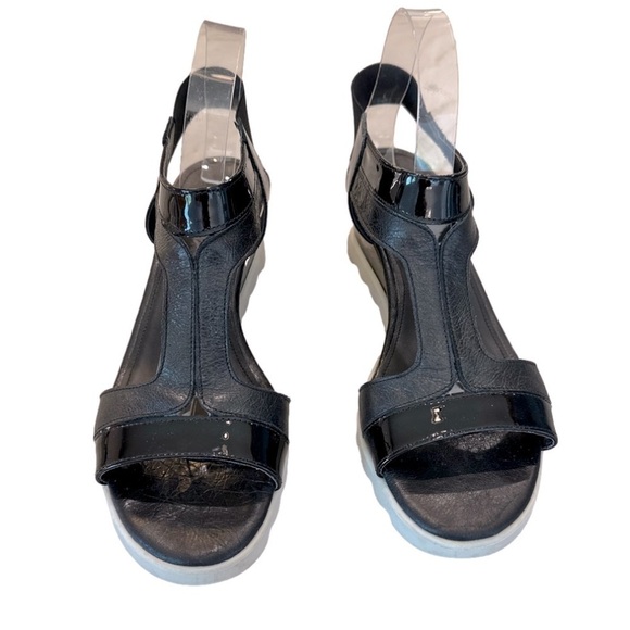 The Flexx Give a Hoot Sandal black leather low wedge women’s shoes size 9 - Picture 2 of 7